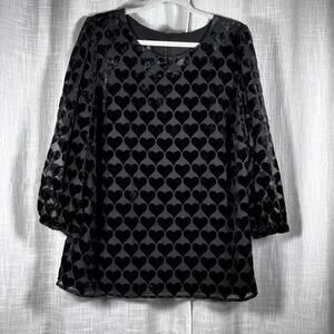 Talbots Burnout Velvet Blouse Size 1X  Lovecore Valentine Romantic
